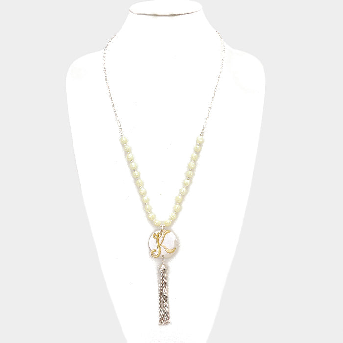 iLLASPARKZ 'K' Monogram tassel long necklace