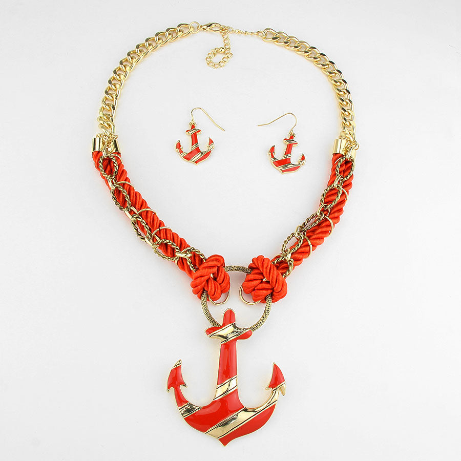 iLLASPARKZ Striped Nautical Anchor Necklace