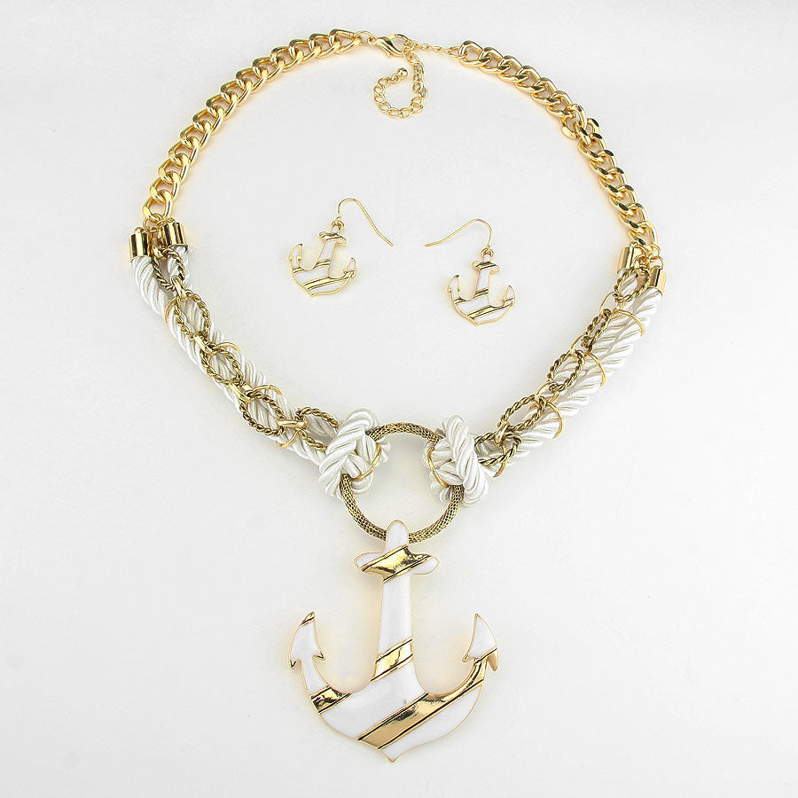 iLLASPARKZ Striped Nautical Anchor Necklace