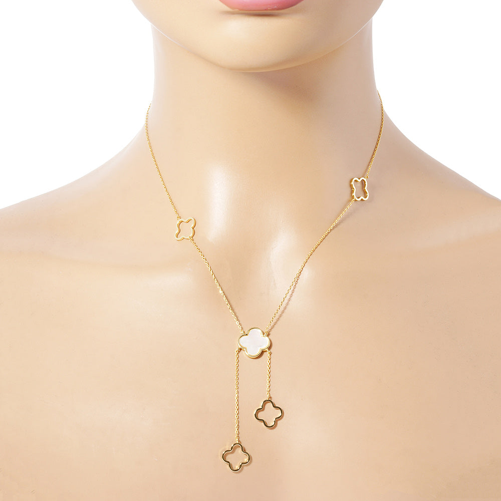 iLLASPARKZ Gold Dipped Mother Of Pearl Quatrefoil Link Necklace