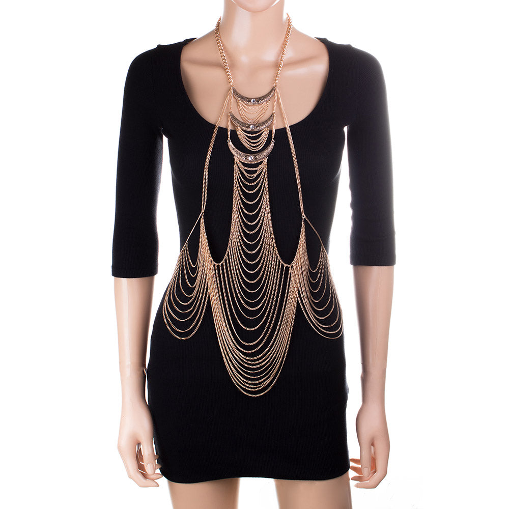 iLLASPARKZ Stone Embellished Draped Chain Body Chain