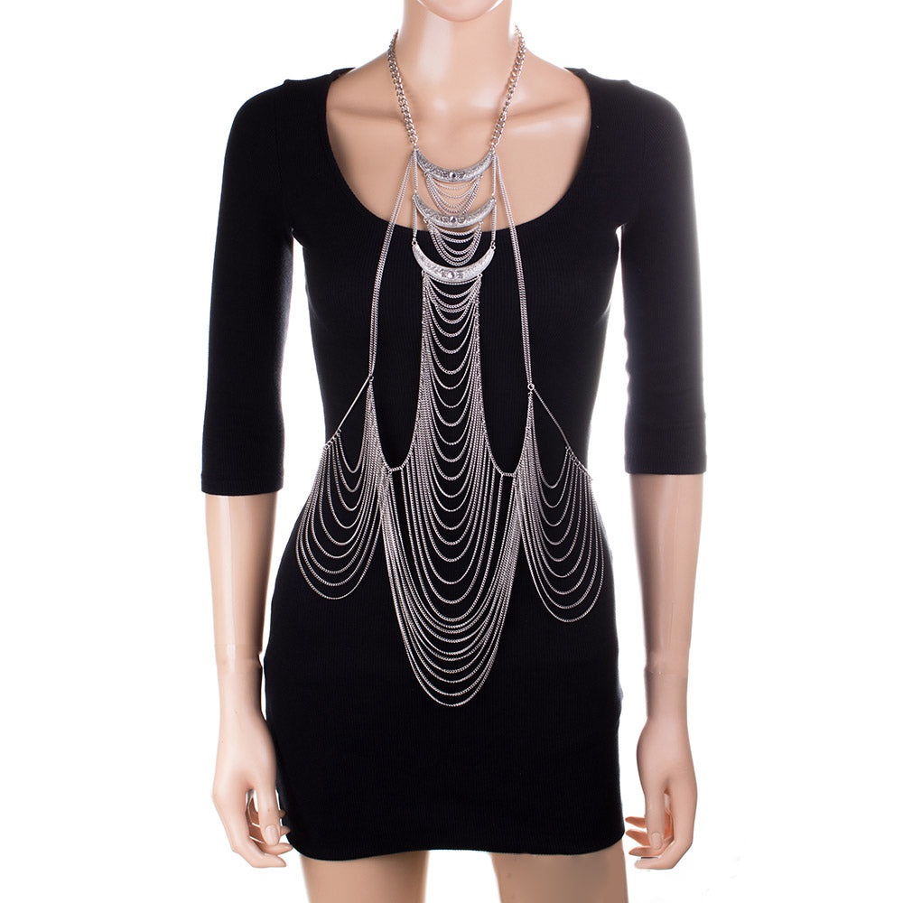 iLLASPARKZ Stone Embellished Draped Chain Body Chain