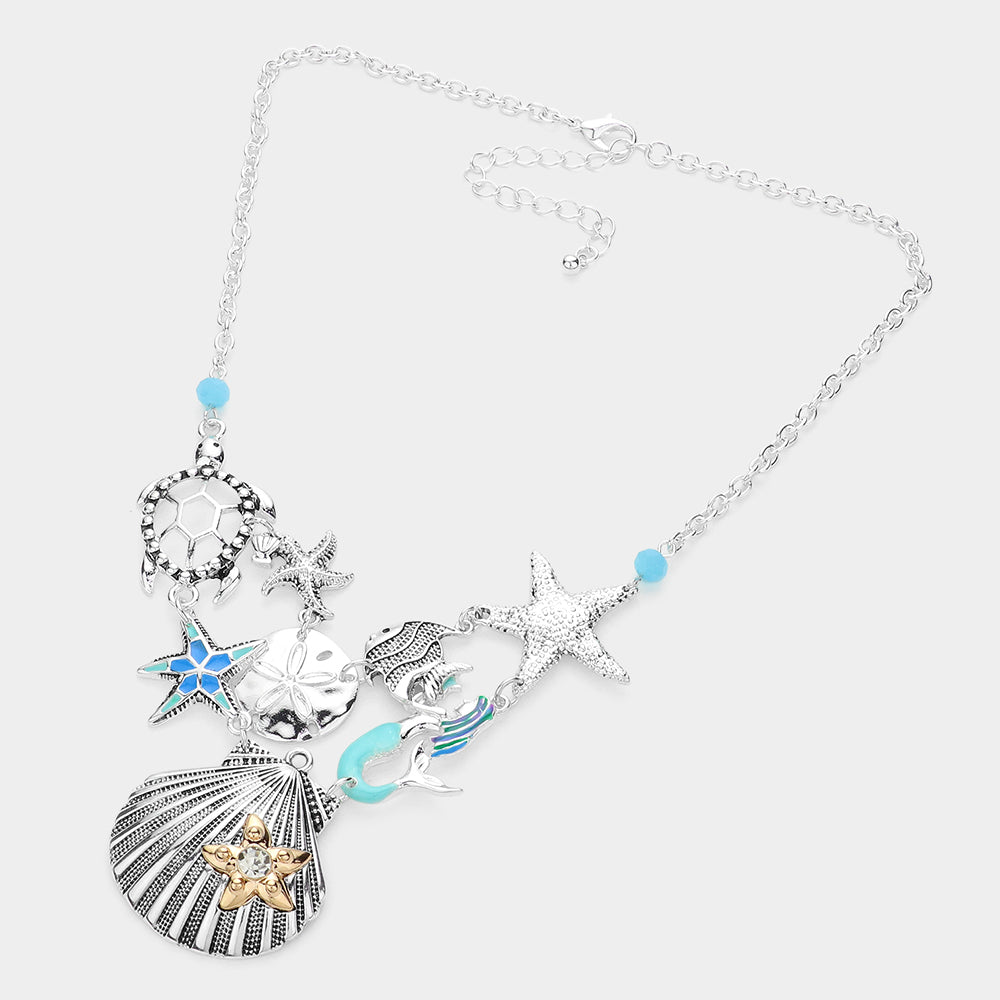 iLLASPARKZ Shell Starfish Turtle Mermaid Sand Dollar Fish Link Necklace