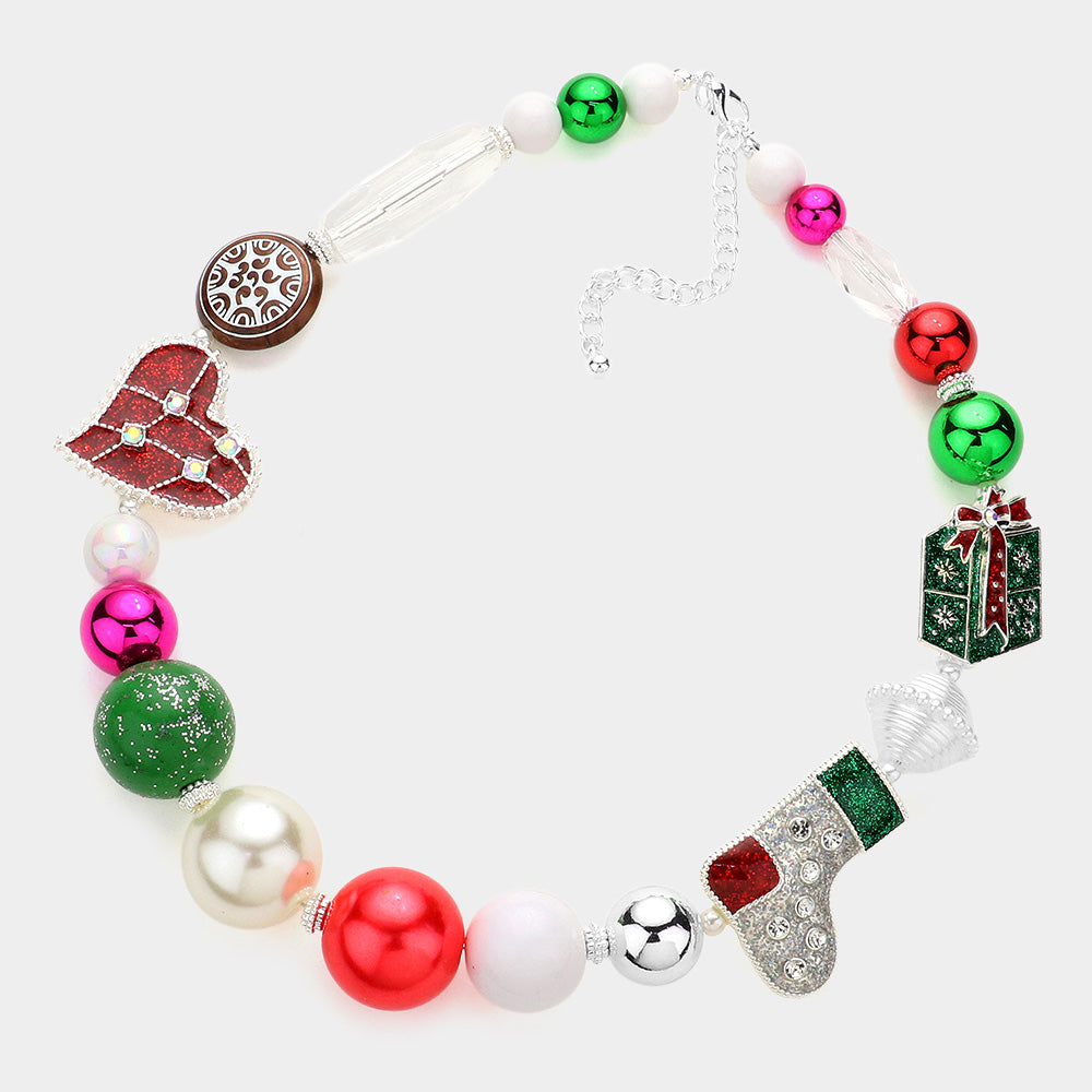 iLLASPARKZ Heart Christmas Sock Gift Pearl Beaded Necklace