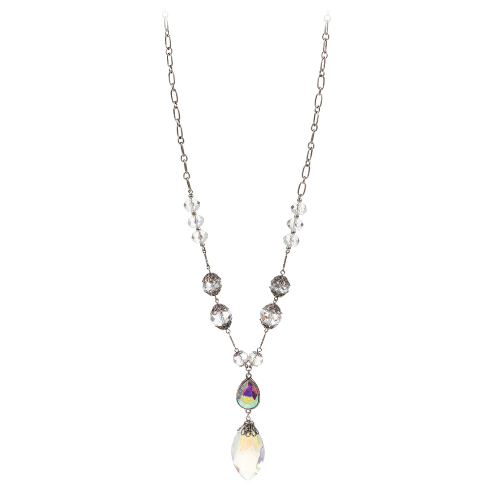 iLLASPARKZ Faceted Marquise Stone Pendant Pointed Y Shaped Necklace