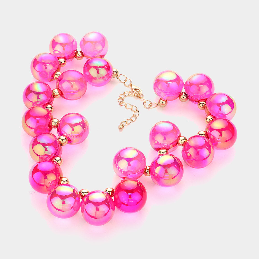 iLLASPARKZ Chunky Iridescent Ball Beaded Necklace