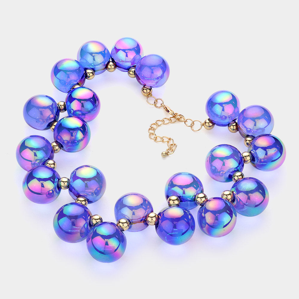 iLLASPARKZ Chunky Iridescent Ball Beaded Necklace