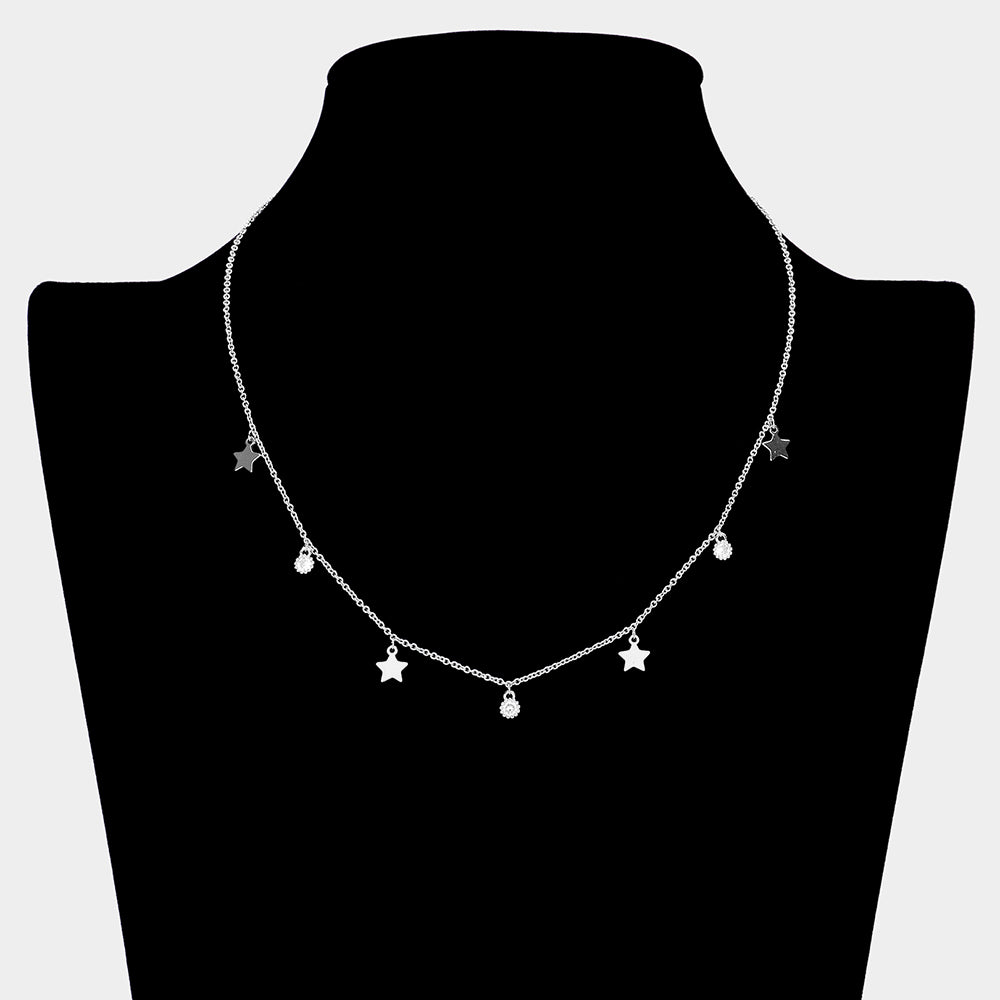 iLLASPARKZ Star CZ Stone Station Necklace