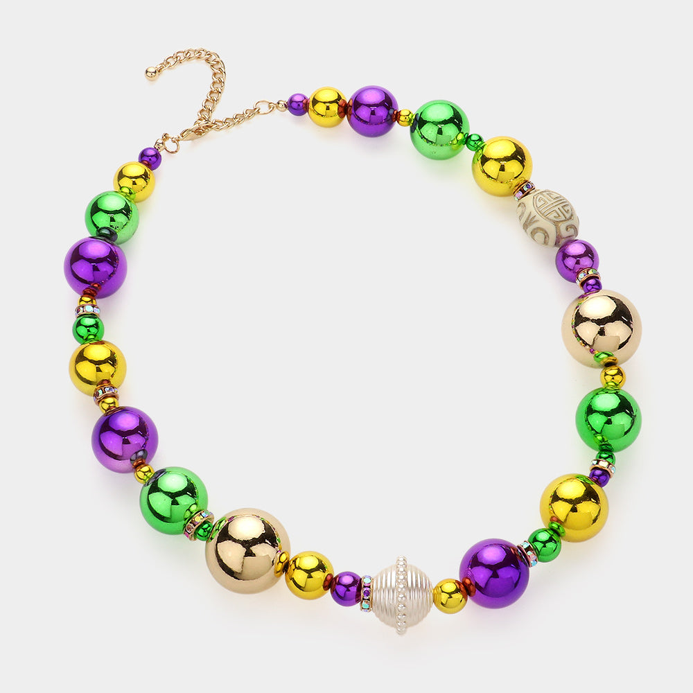 iLLASPARKZ Mardi Gras Ball Beaded Necklace