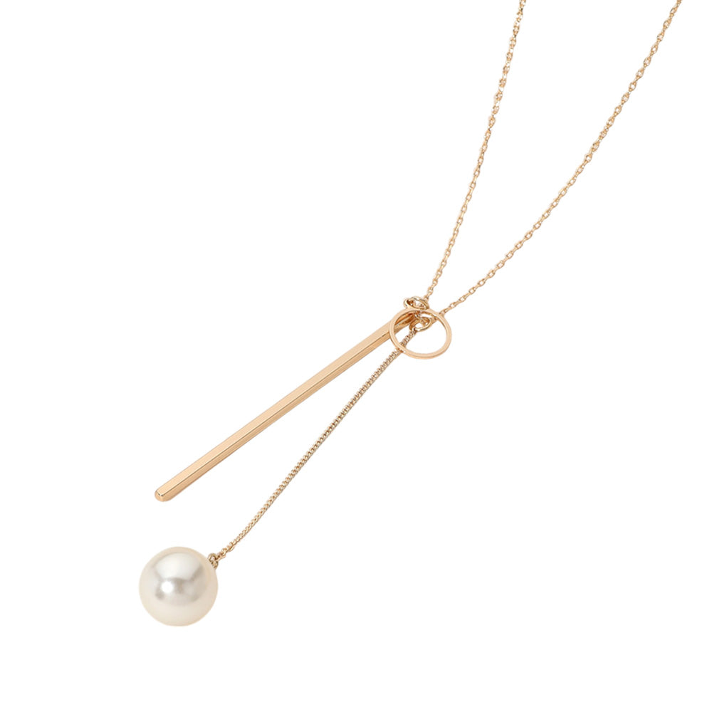 iLLASPARKZ SECRET BOX_Brass Metal Geometric Pearl Tip Necklace