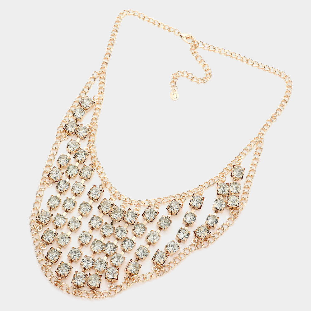 iLLASPARKZ Round Stone Cluster Bib Necklace