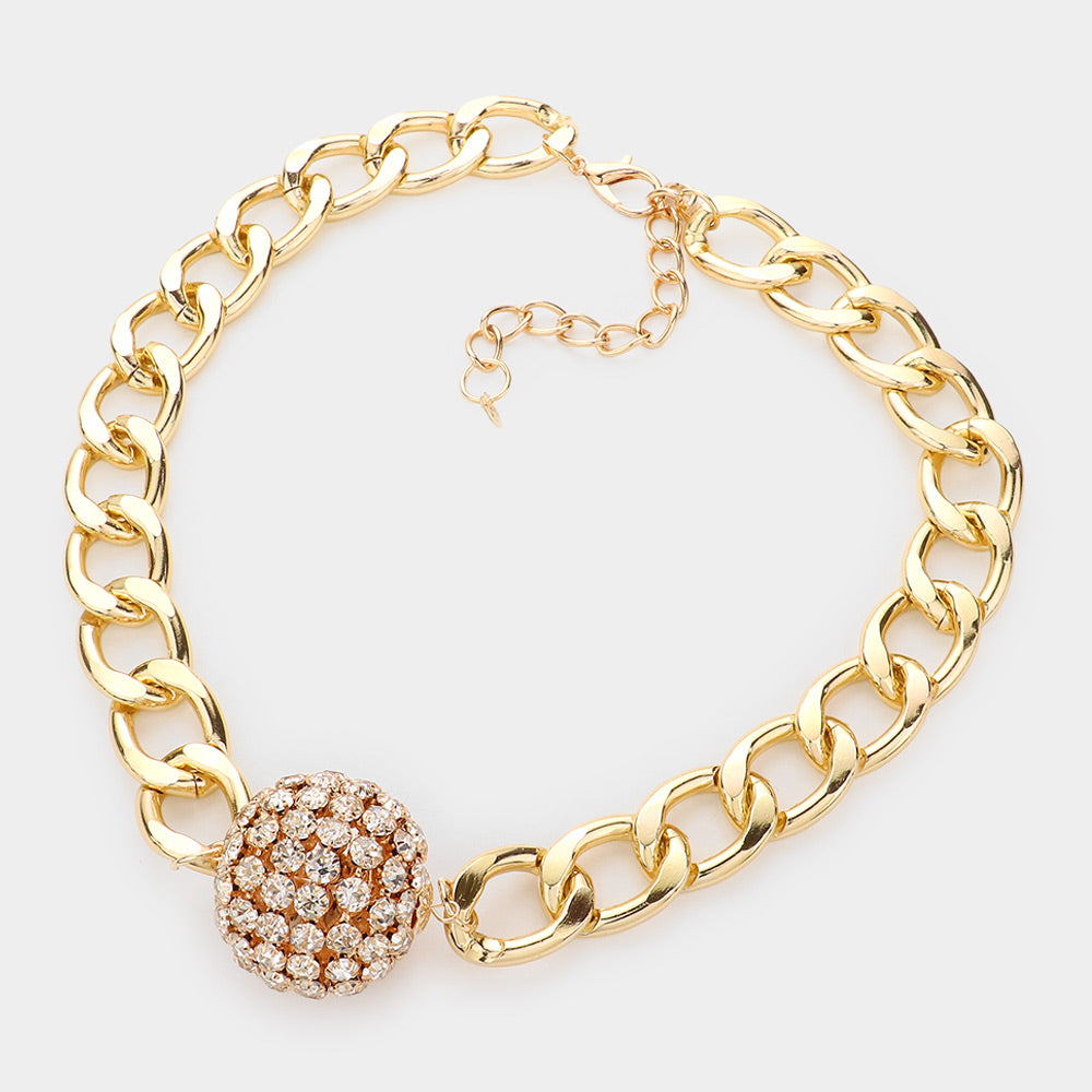 iLLASPARKZ Rhinestone Accented Ball Chunky Chain Necklace