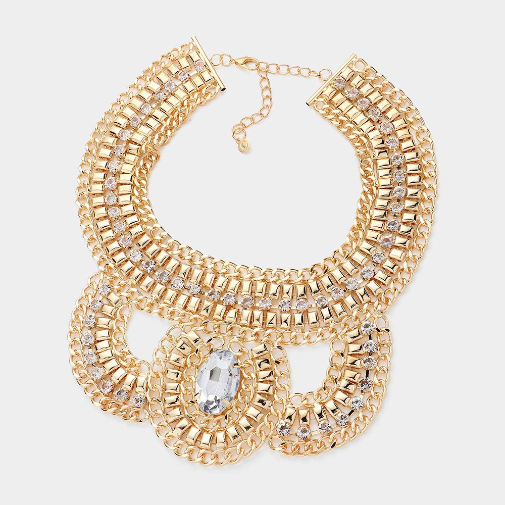 iLLASPARKZ Oval Stone Accented Statement Necklace