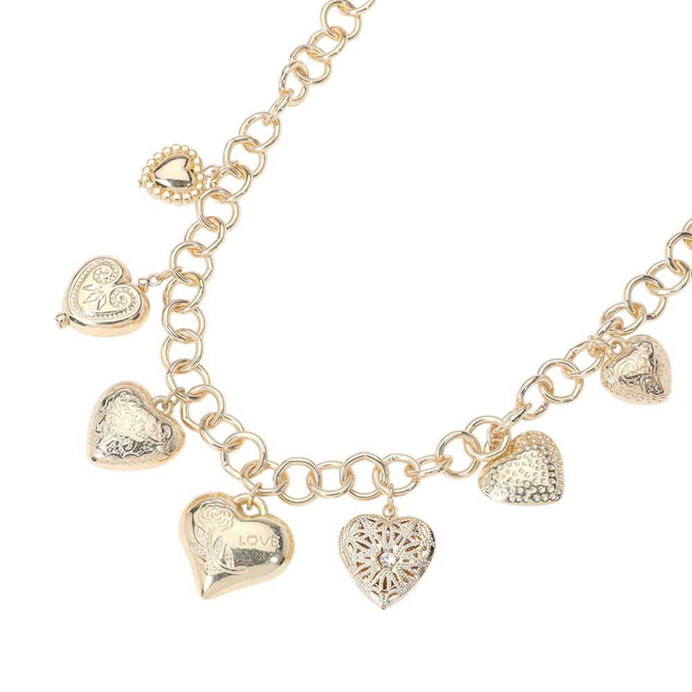 iLLASPARKZ Heart Locket Metal Heart Charm Station Chain Necklace