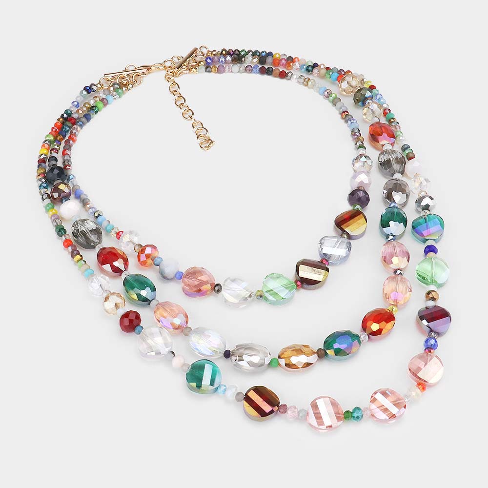 iLLASPARKZ Multi Strand Crystal Bead Layered Necklace