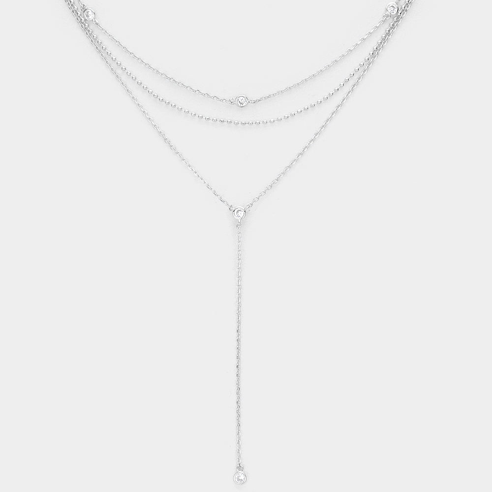 iLLASPARKZ Rhinestone Detail Triple Layered Y Necklace