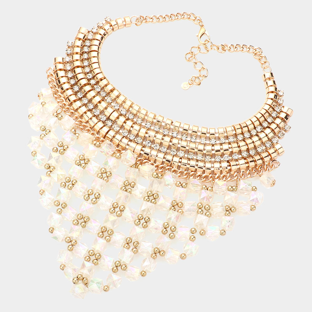 iLLASPARKZ Faceted Cube Bead Cluster Bib Necklace