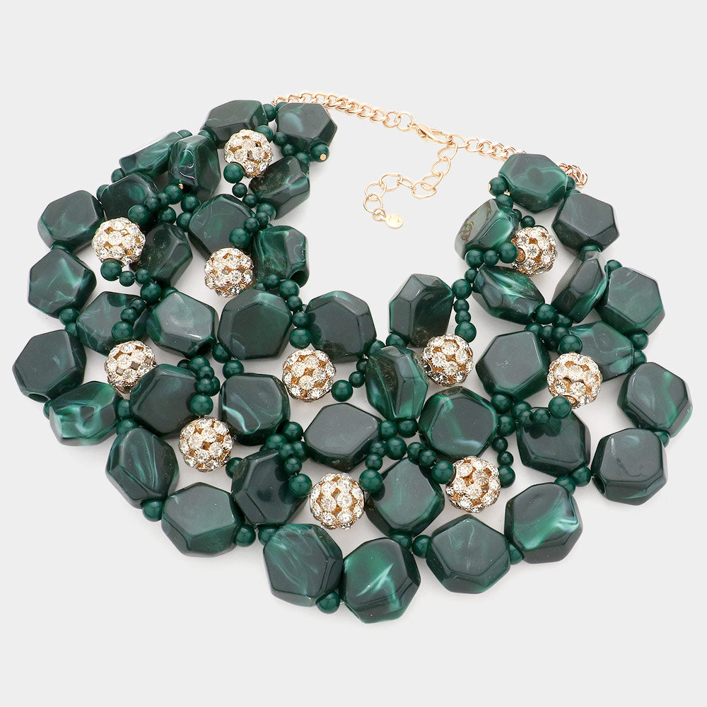 iLLASPARKZ Stone Ball Marbled Bead Cluster Necklace