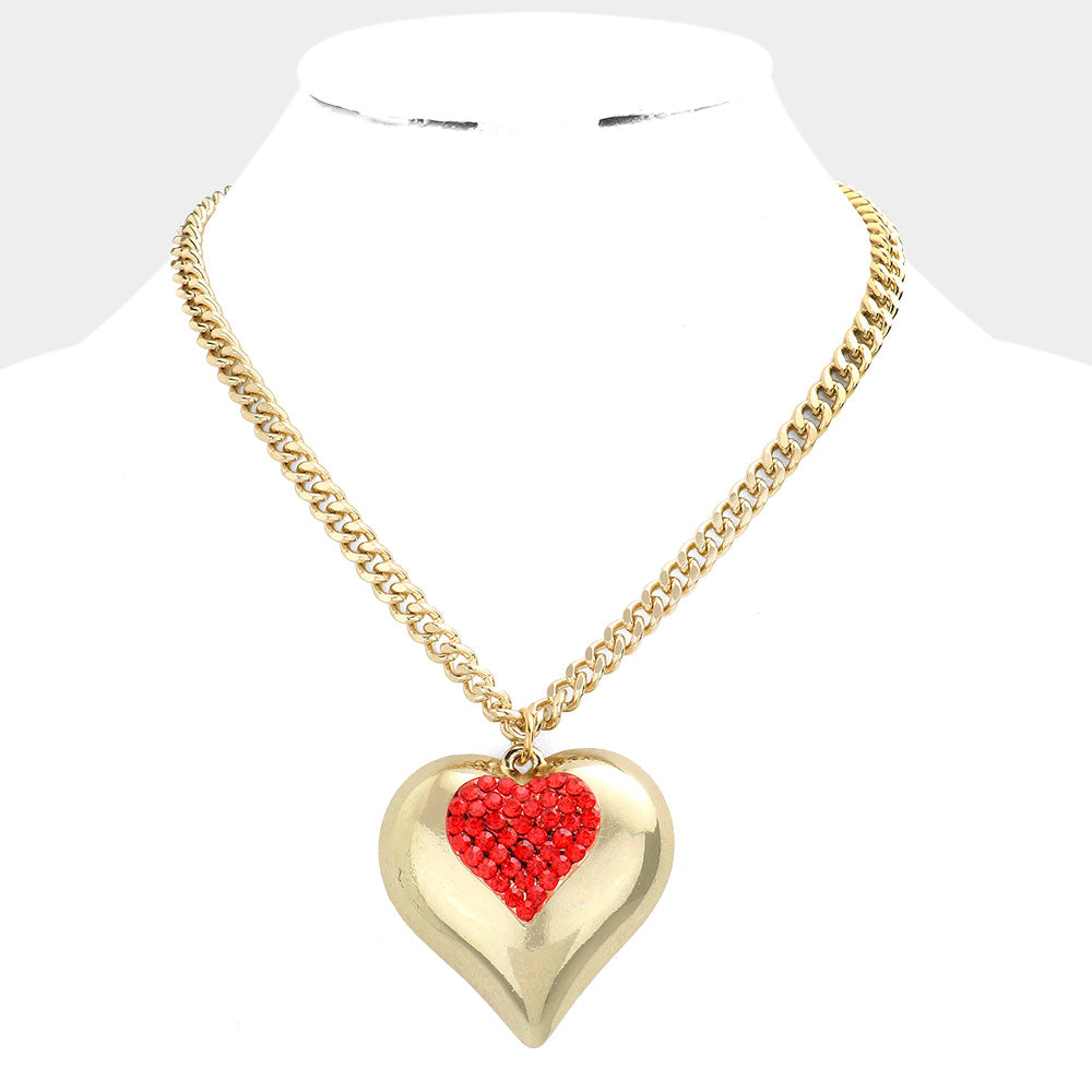 iLLASPARKZ Crystal pave chunky heart pendant necklace