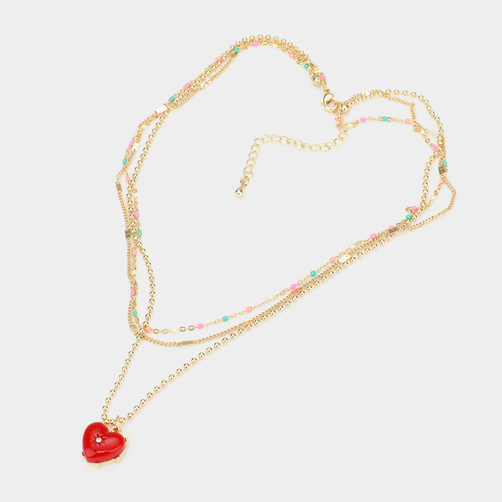 iLLASPARKZ Heart Pendant Triple Layered Necklace