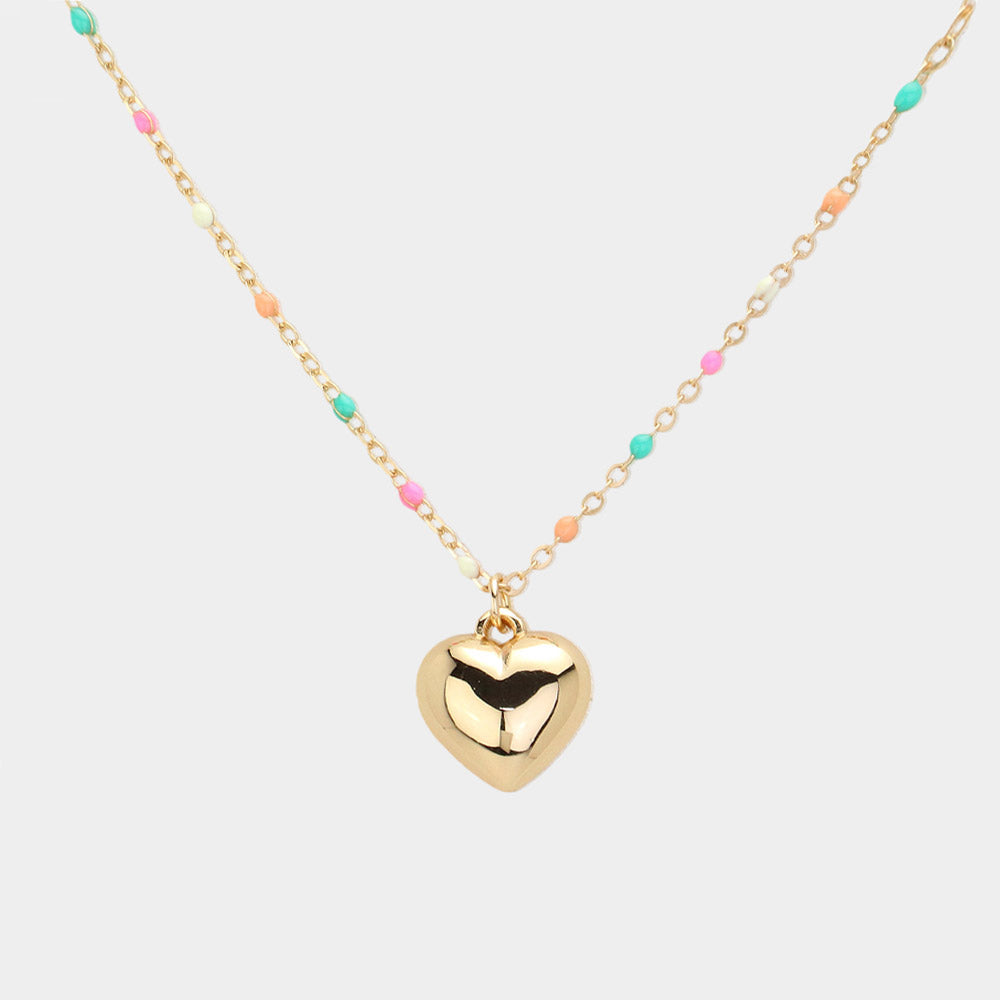 iLLASPARKZ Beads Station Metal Heart Pendant Necklace