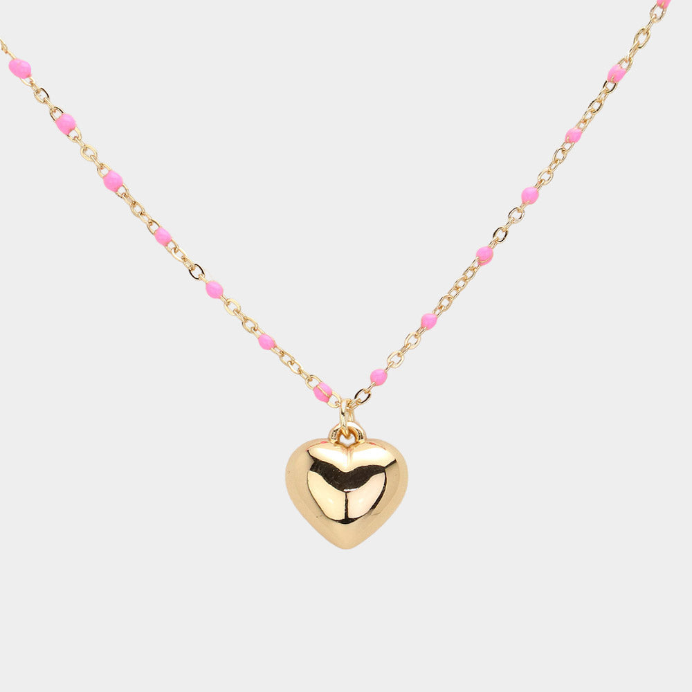 iLLASPARKZ Beads Station Metal Heart Pendant Necklace