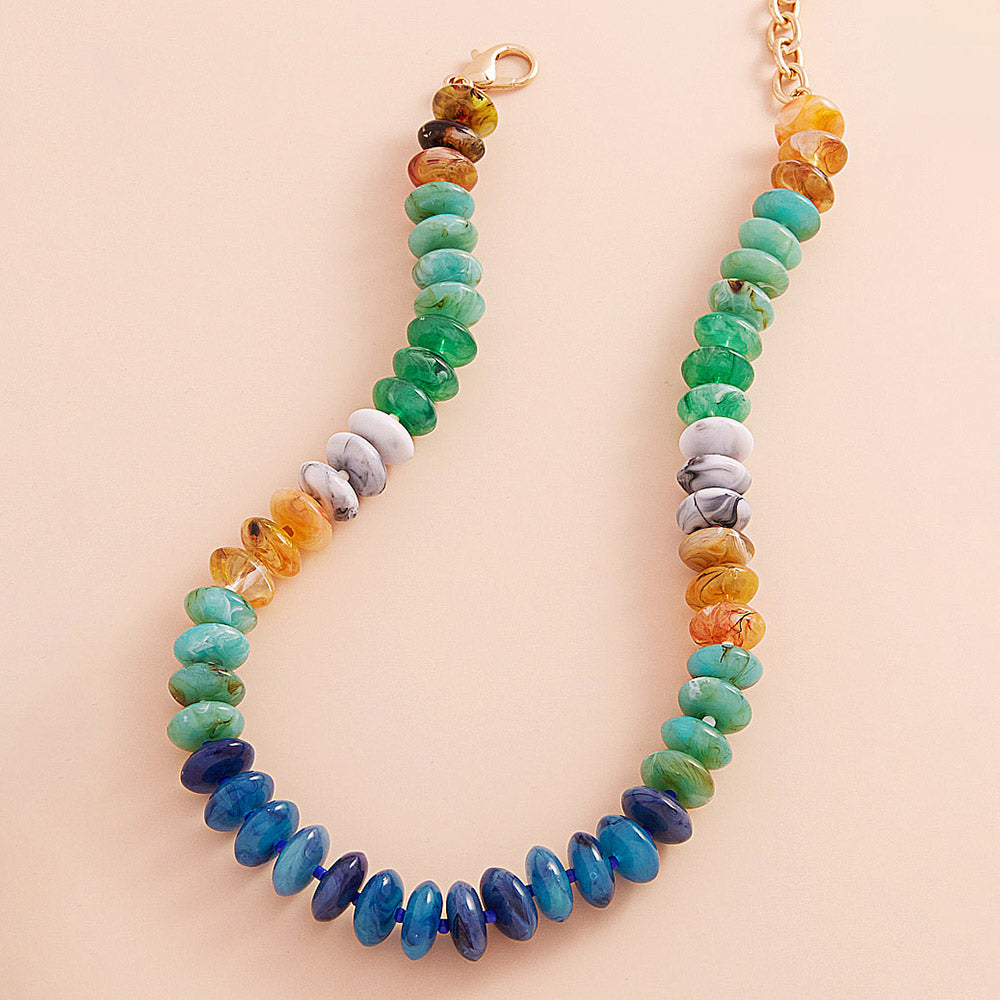 iLLASPARKZ Ombre Resin Oval Disk Beaded Necklace