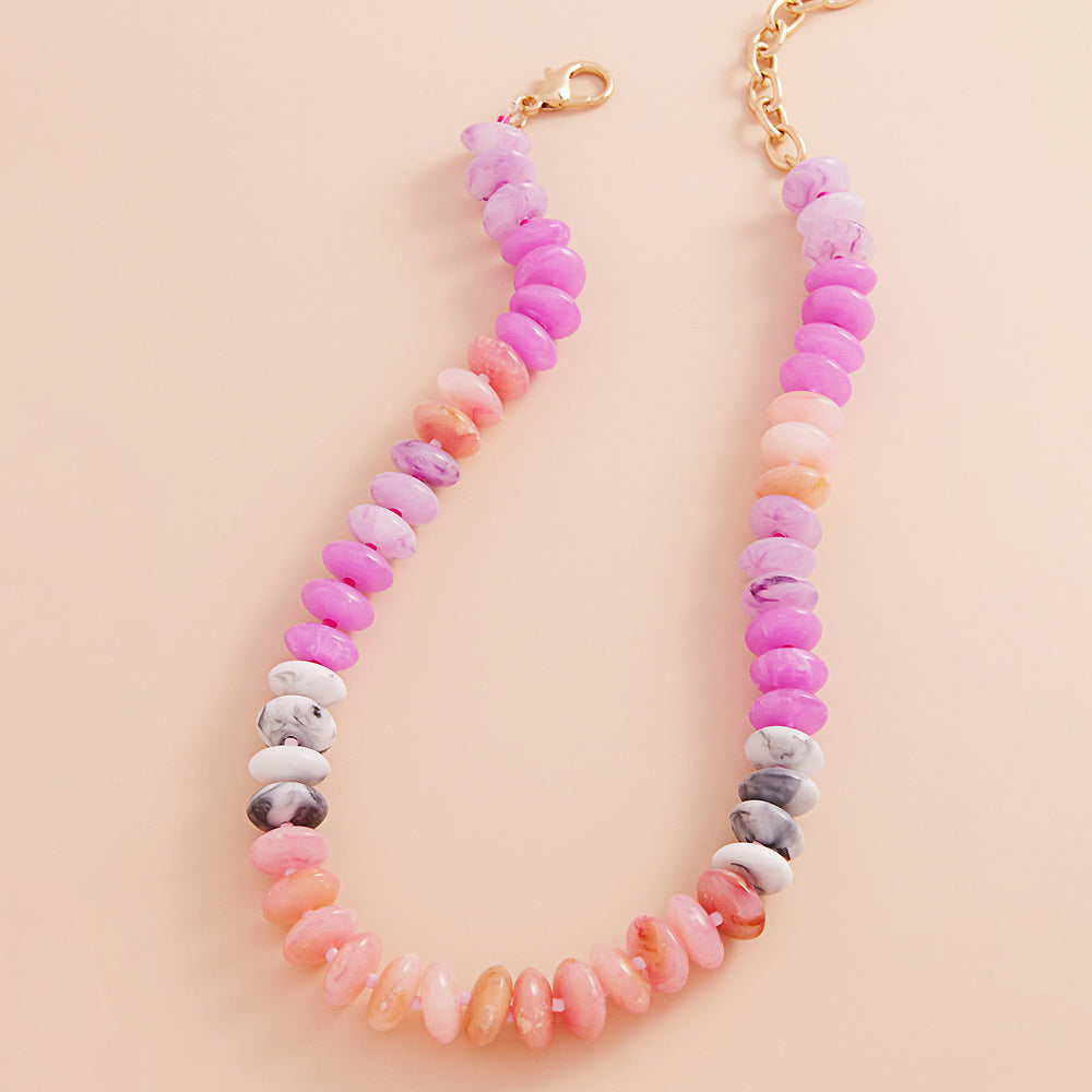 iLLASPARKZ Ombre Resin Oval Disk Beaded Necklace