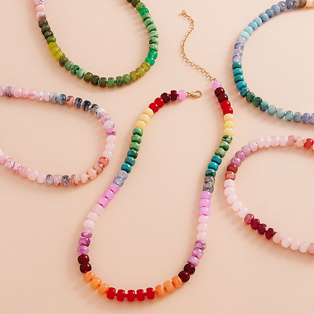 iLLASPARKZ Ombre Flat Round Shaped Beaded Necklace