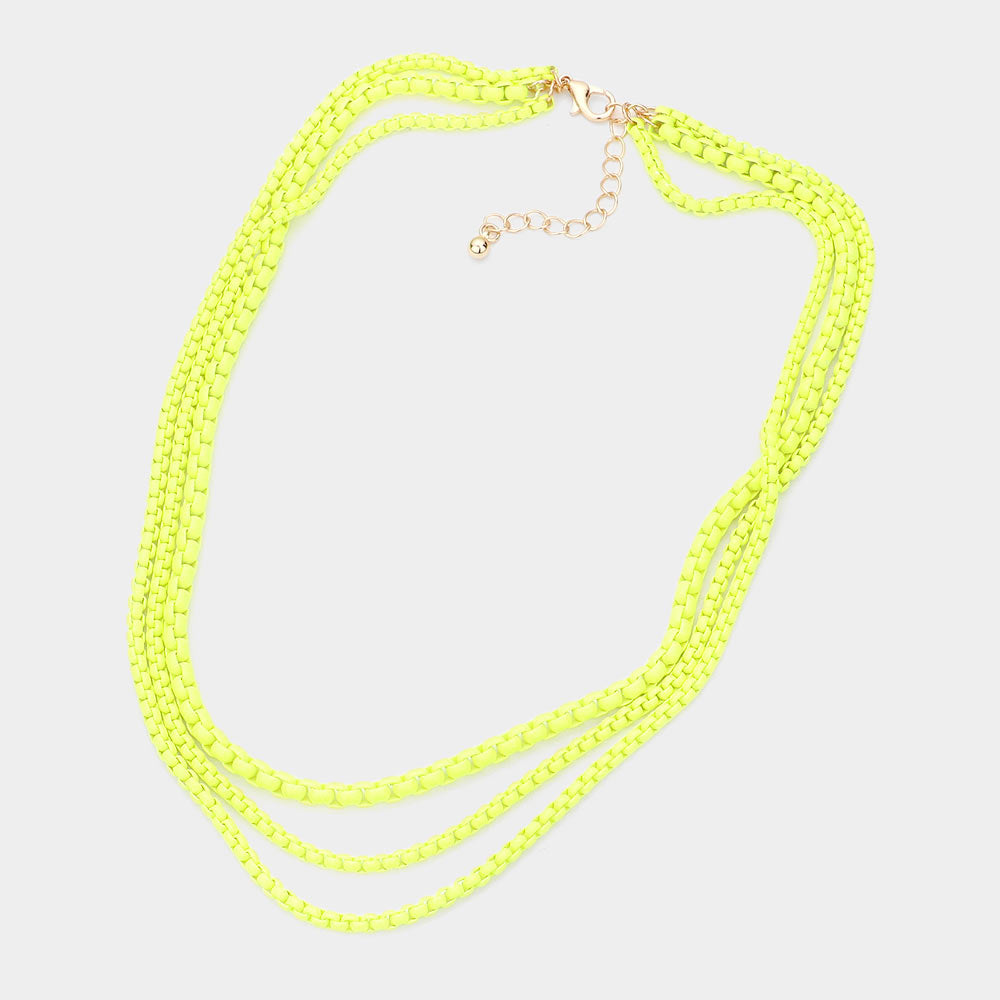 iLLASPARKZ Colored Metal Chain Triple Layered Bib Necklace