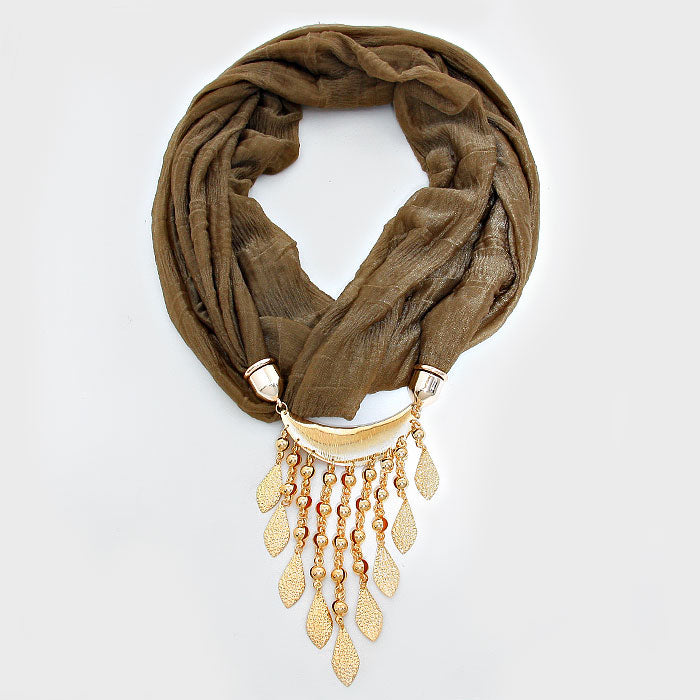 iLLASPARKZ Hammered Metal Disc Fringe Drop Shimmery Scarf Bib Necklace