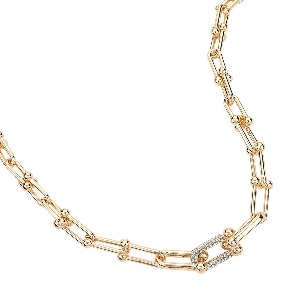 iLLASPARKZ Hardware Link Stone Paved Necklace