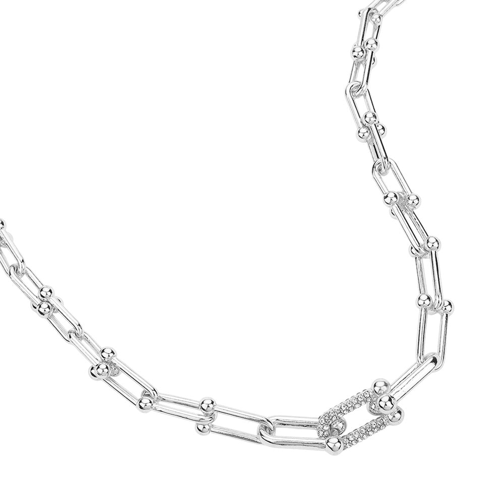 iLLASPARKZ Hardware Link Stone Paved Necklace