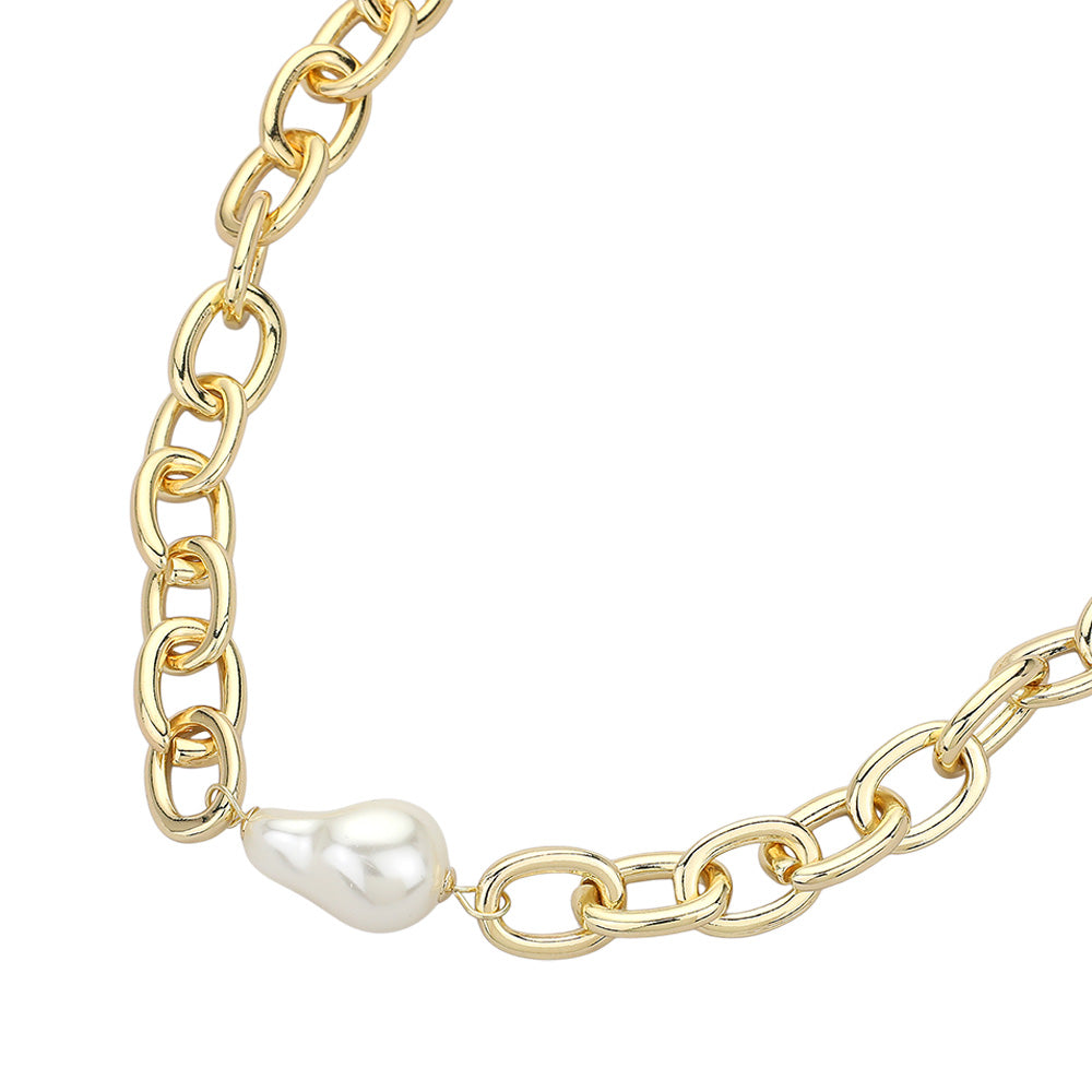 iLLASPARKZ Pearl Pointed Chunky Chain Necklace