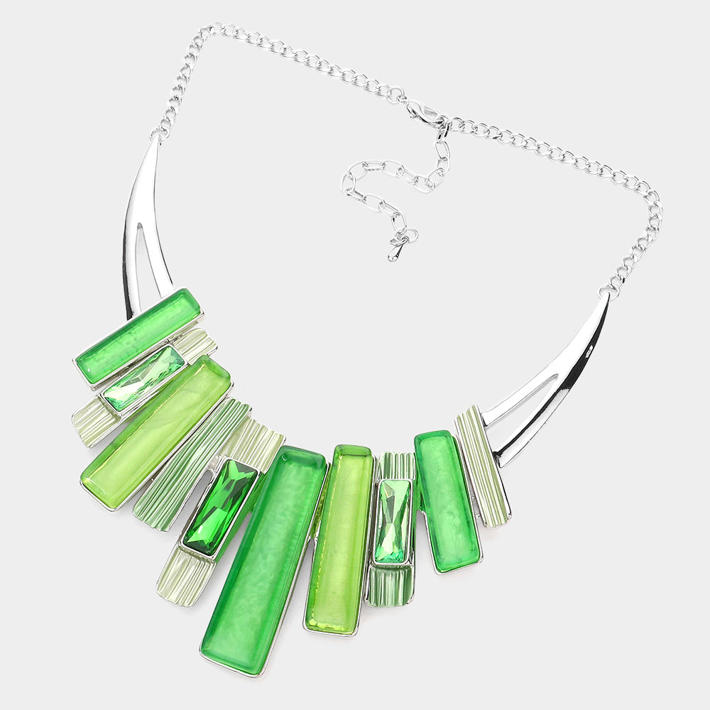 iLLASPARKZ Rectangle Stone Pointed Colored Metal Necklace