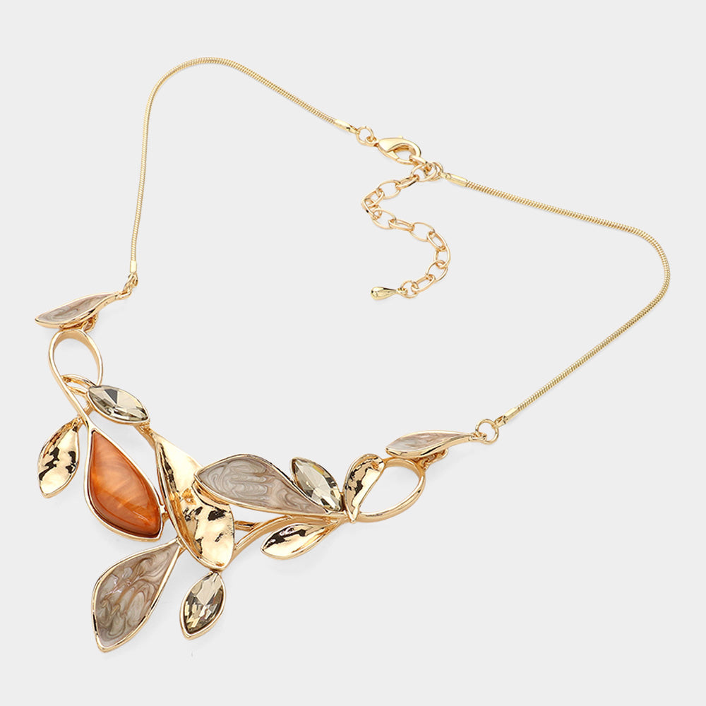 iLLASPARKZ Enamel Leaf Vine Bib Necklace