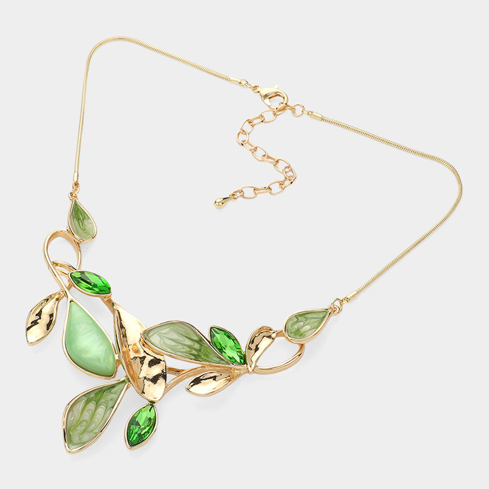 iLLASPARKZ Enamel Leaf Vine Bib Necklace