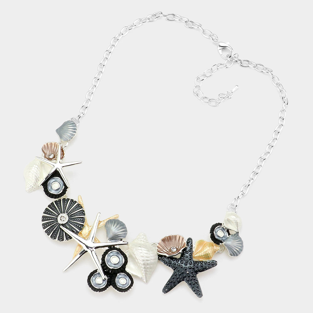 iLLASPARKZ Colored Metal Shell Starfish Link Bib Necklace