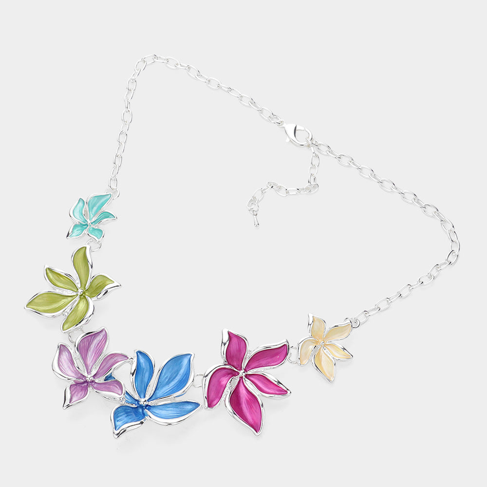 iLLASPARKZ Colored Metal Flower Bib Necklace