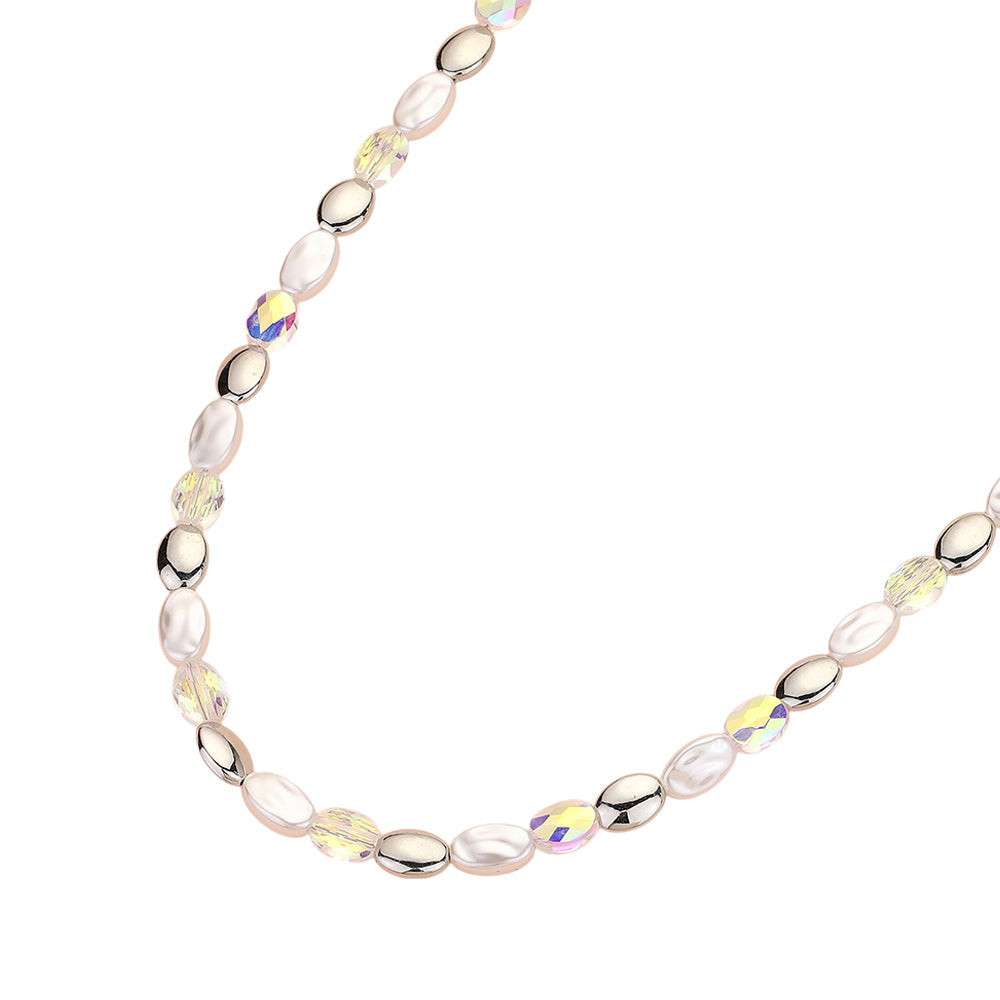 iLLASPARKZ Pearl Metal Pebble Faceted Beaded Necklace