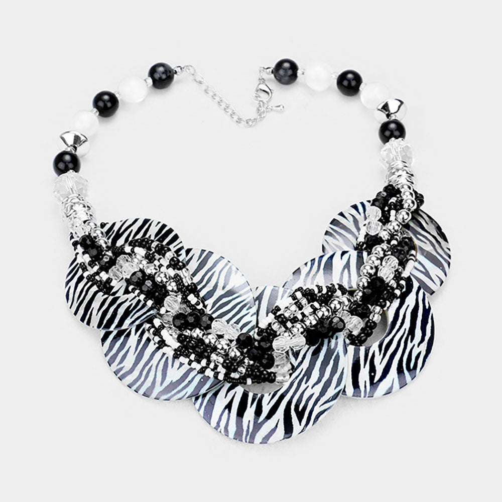 iLLASPARKZ Zebra Patterned Round Link Necklace