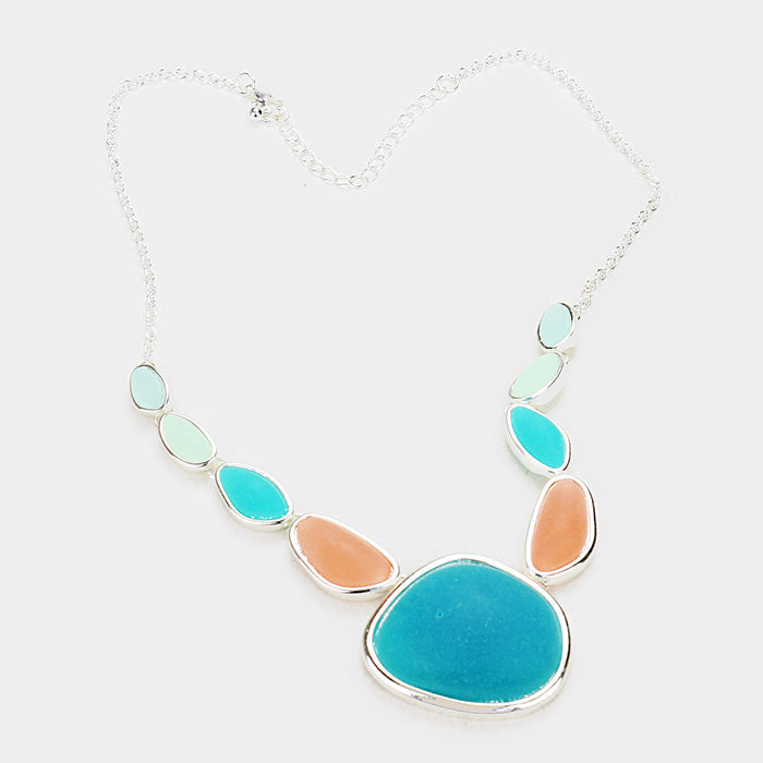 iLLASPARKZ Geo Sea Glass Statement Bib Necklace