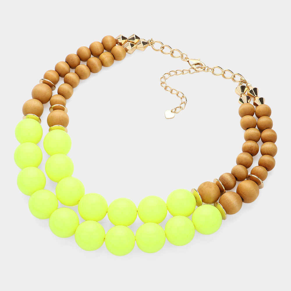 iLLASPARKZ Wood Ball Double Layer Necklace