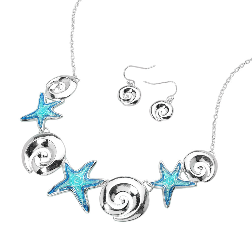 iLLASPARKZ Enamel Starfish Metal Wave Link Necklace