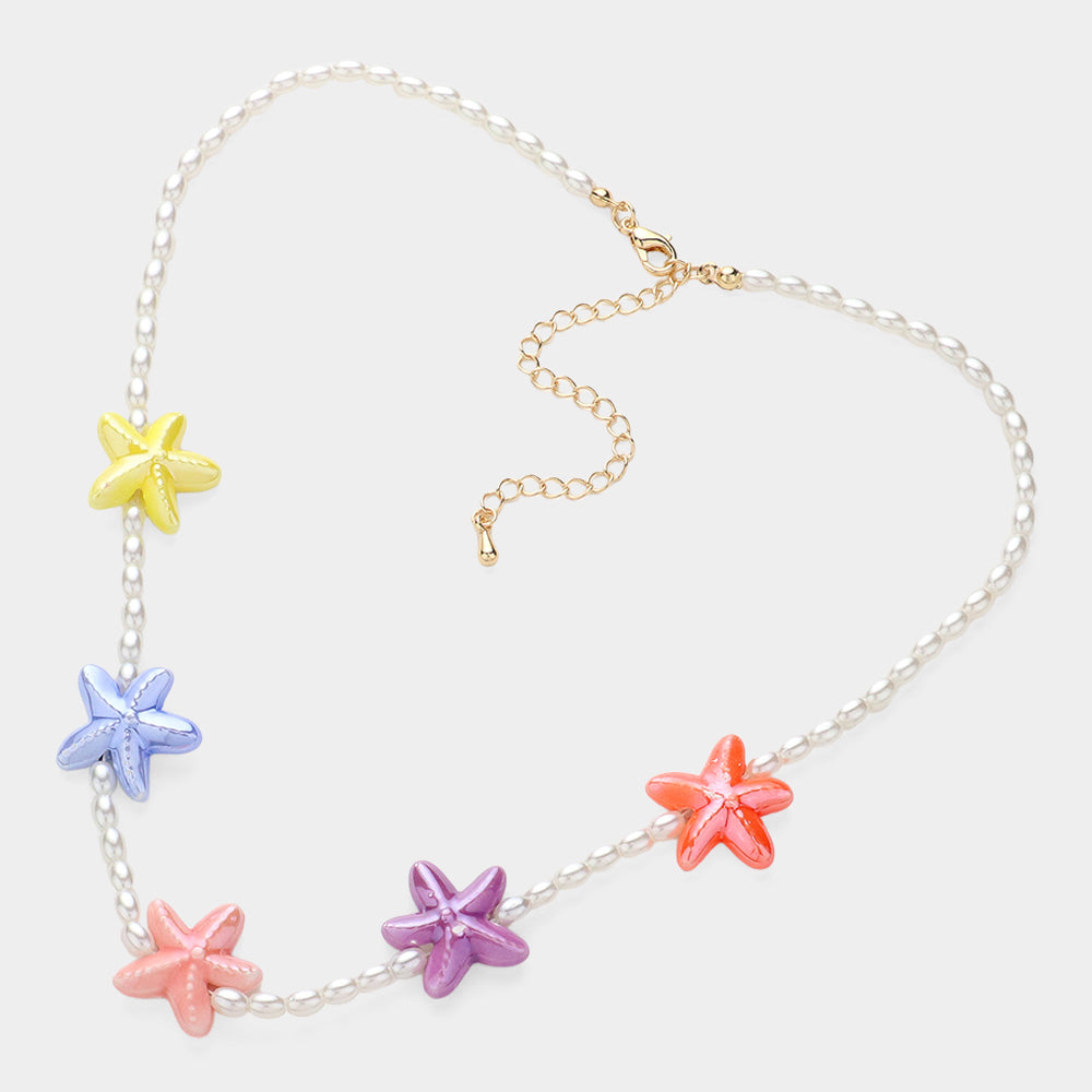 iLLASPARKZ Starfish Charm Station Pearl Necklace