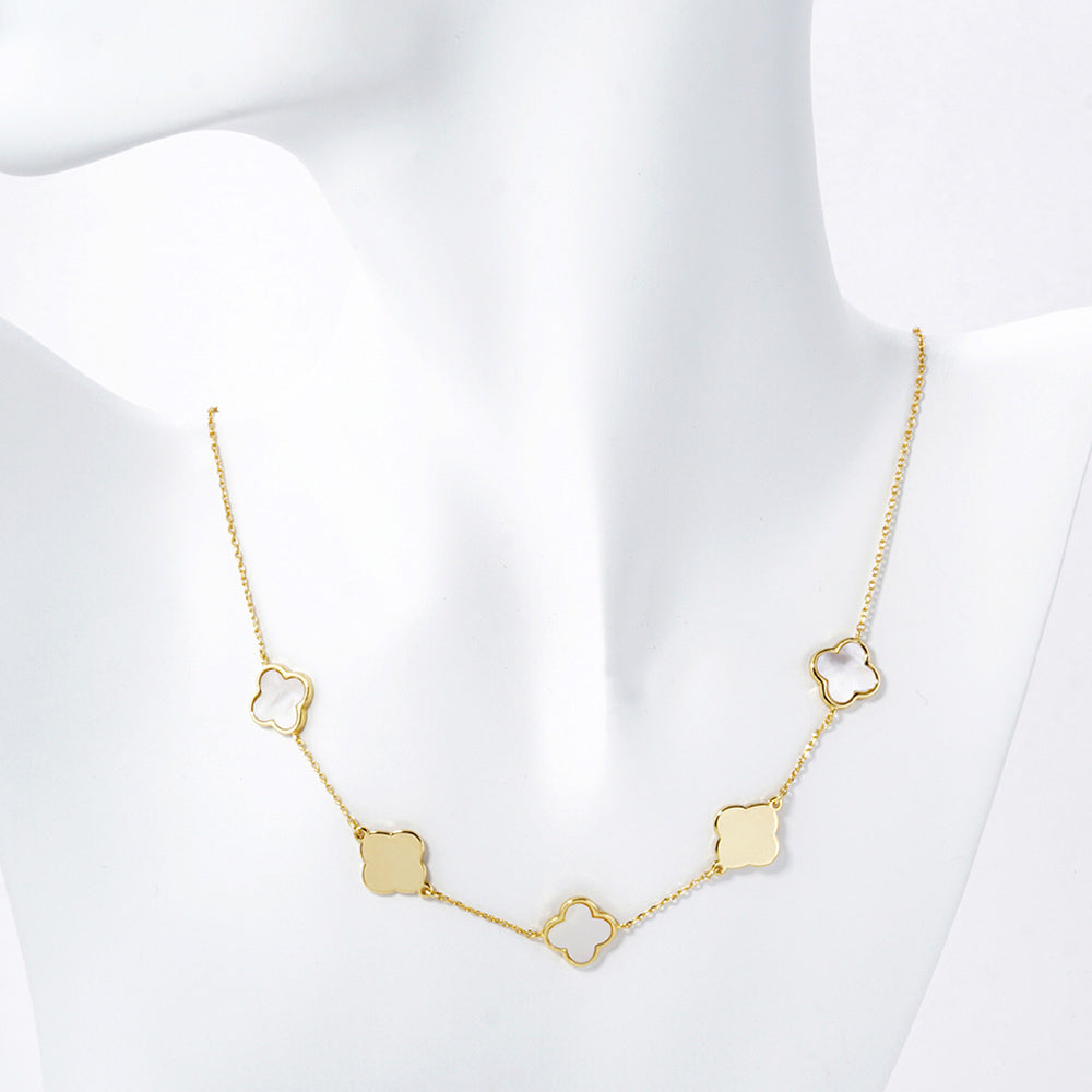 iLLASPARKZ Gold Dipped Mother Of Pearl Quatrefoil Link Necklace