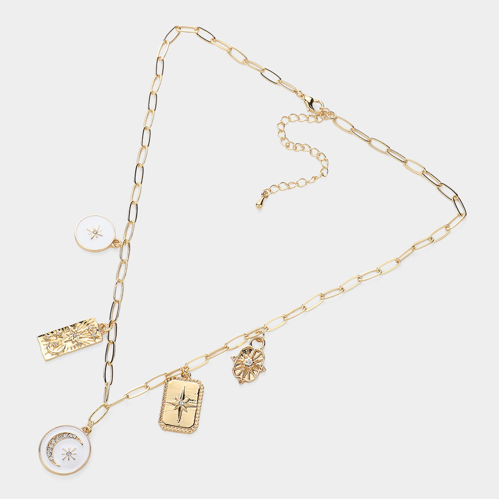 iLLASPARKZ Zodiac Charm Station Paperclip Chain Necklace