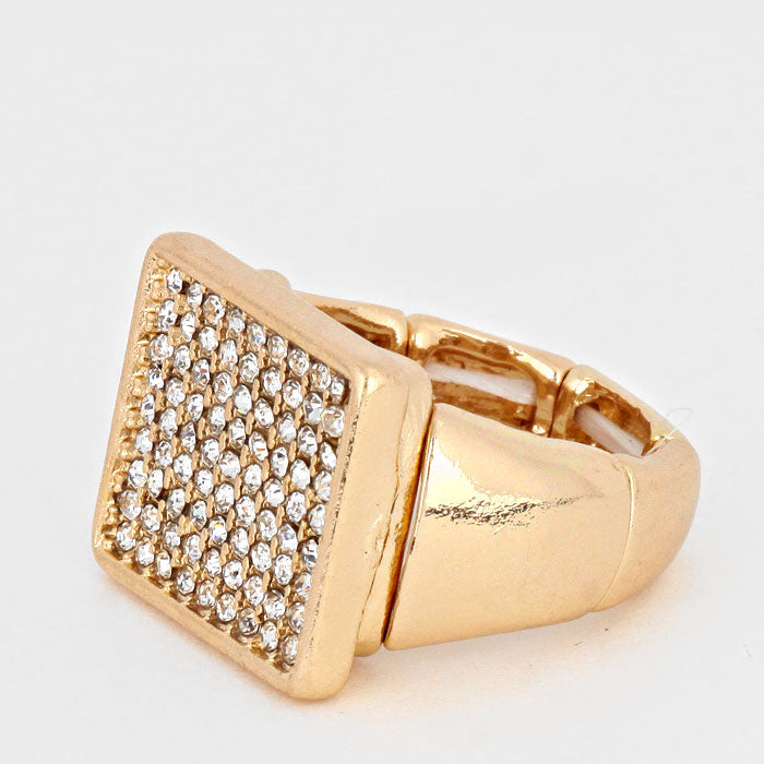 iLLASPARKZ Crystal Pave Rectangular Stretch Ring