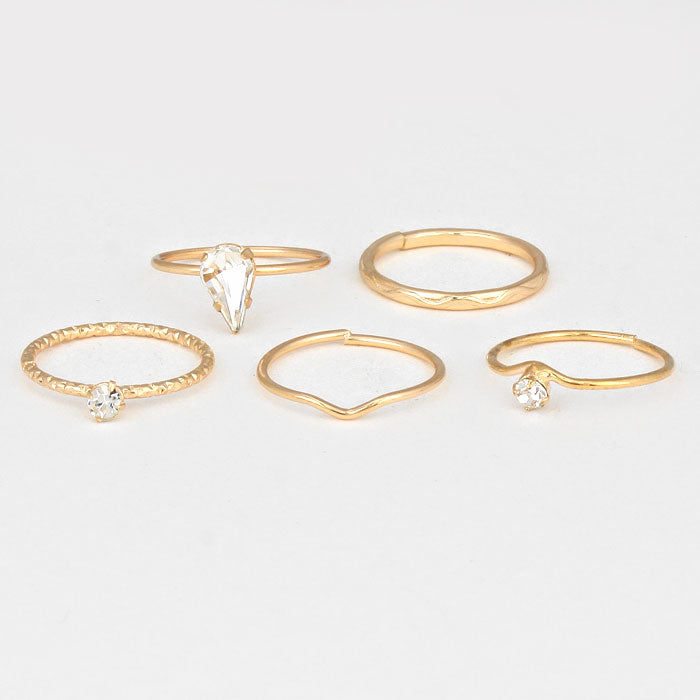 iLLASPARKZ 5-PCS Free Sized Midi Ring Set