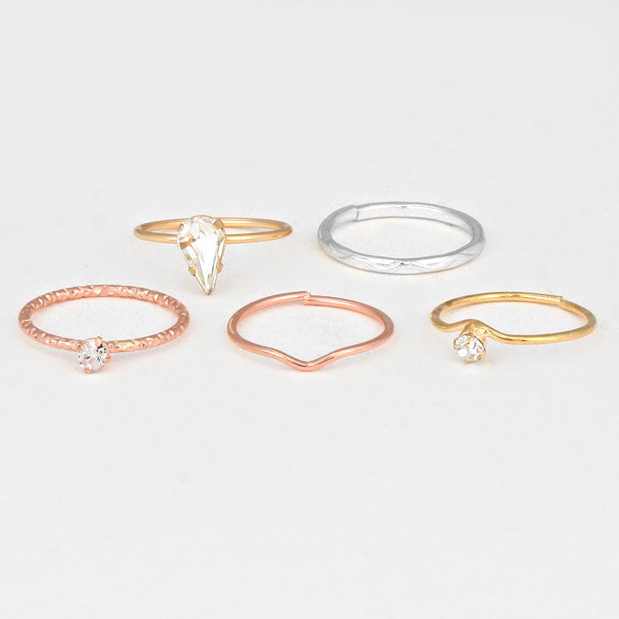 iLLASPARKZ 5-PCS Free Sized Midi Ring Set